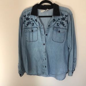 VINTAGE EMBROIDERED CHAMBRAY SHIRT